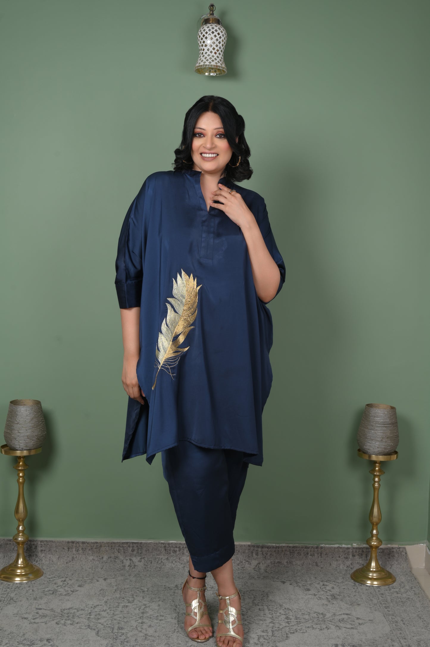 Pankh Embroidered Co-ord Set - Navy Blue