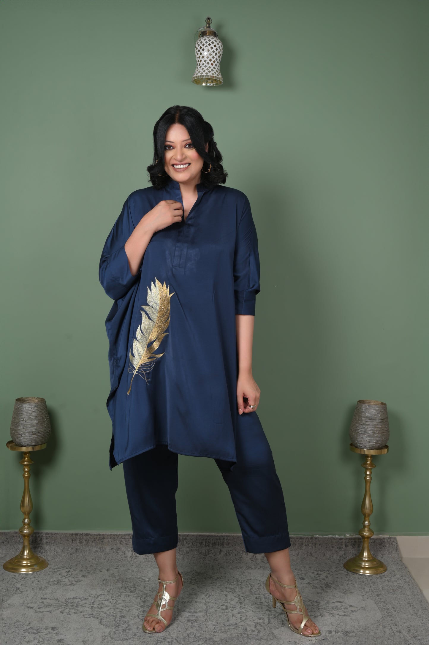 Pankh Embroidered Co-ord Set - Navy Blue