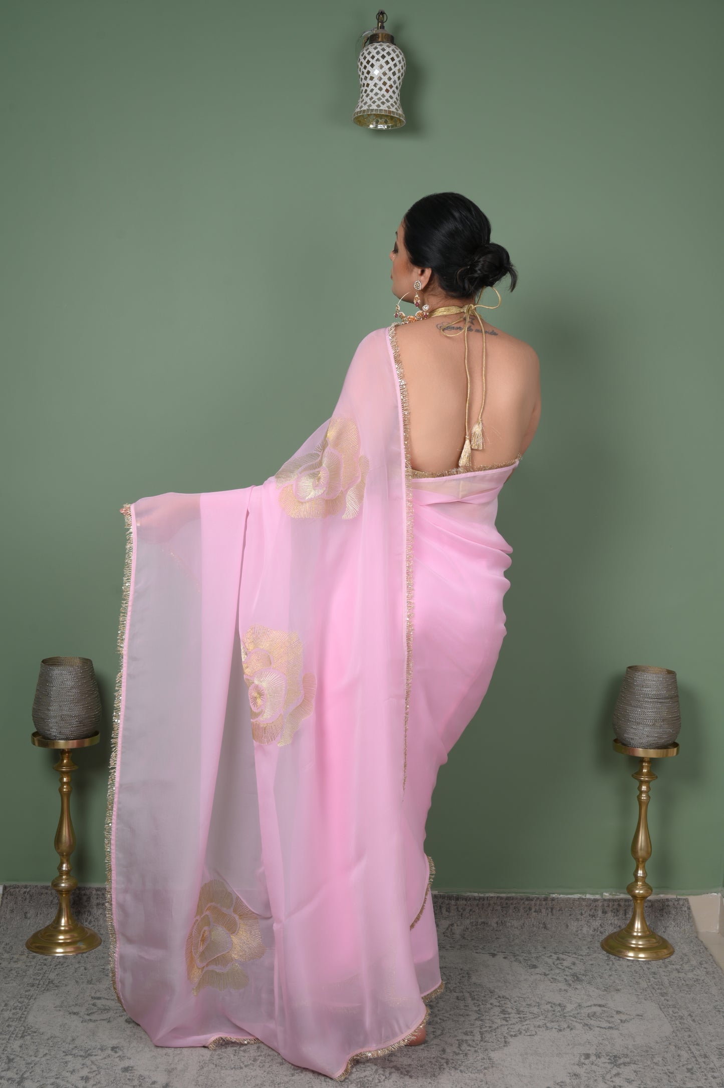 Embroidered Rose Saree