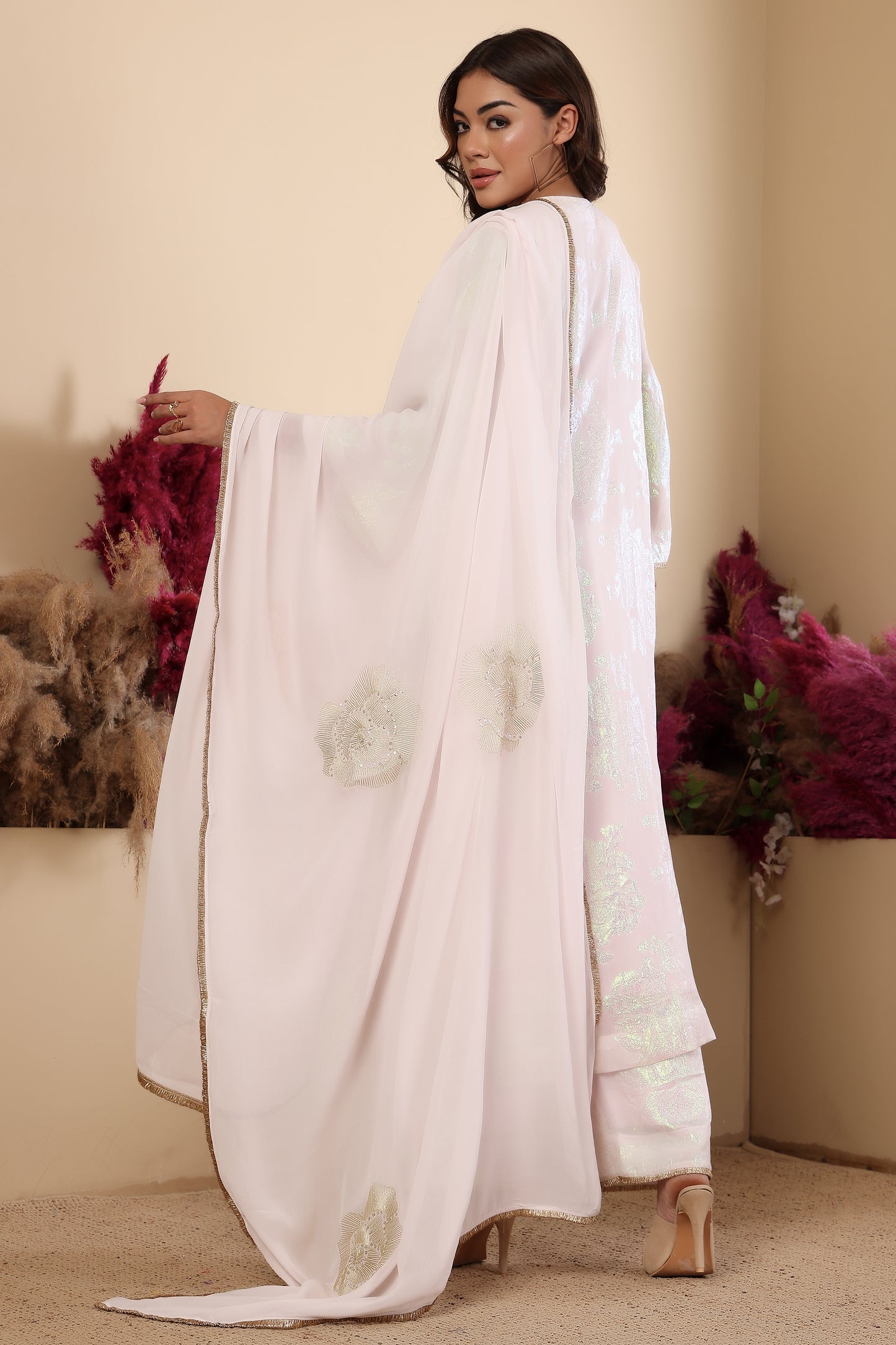 Pink Aurora Embroidered Georgette Suit - Light Pink