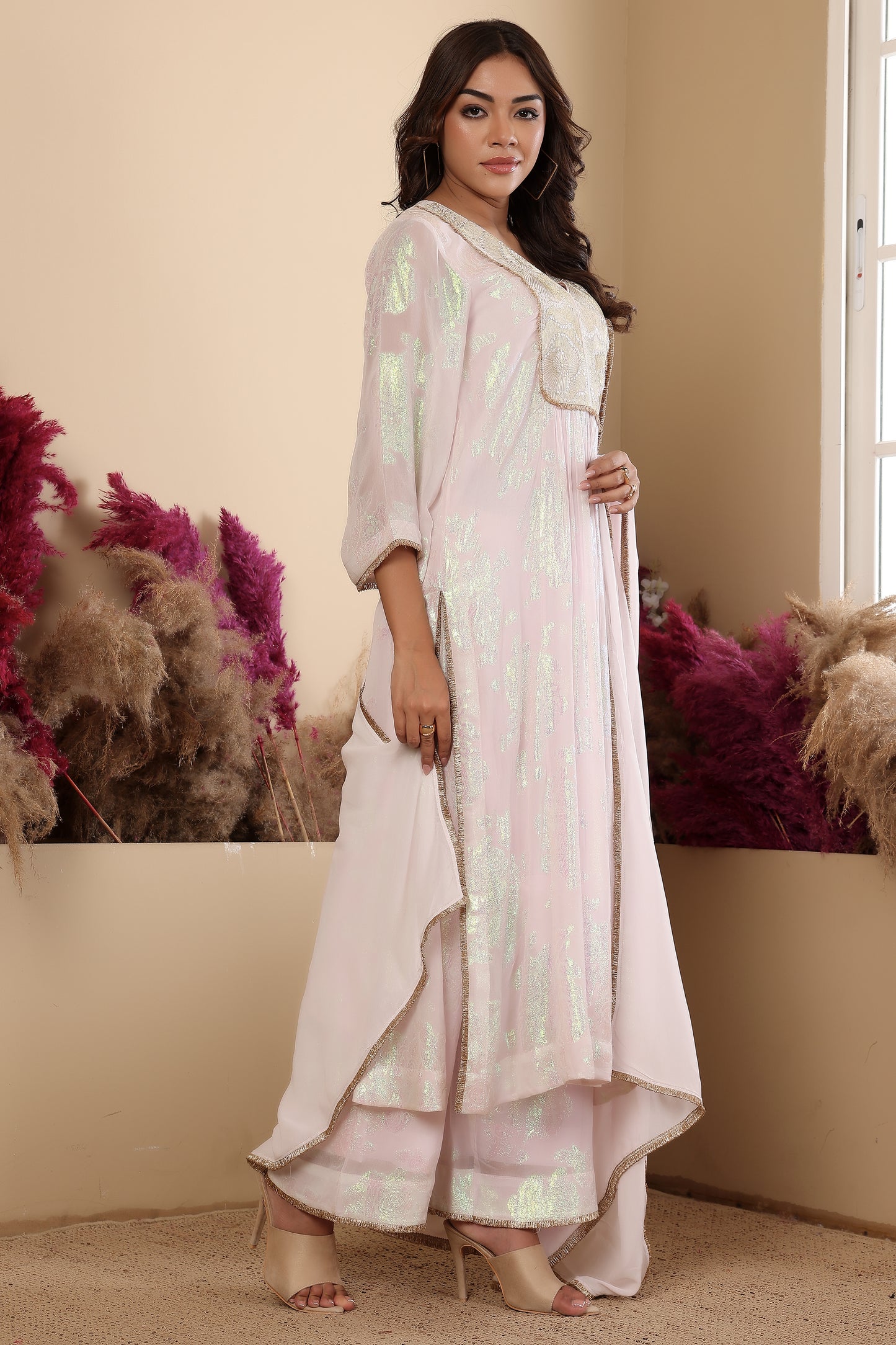 Pink Aurora Embroidered Georgette Suit - Light Pink